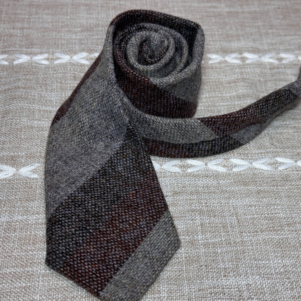 Millars Clifden Connemara Ireland Wool Tie Grey Brown Striped Vintage Mens